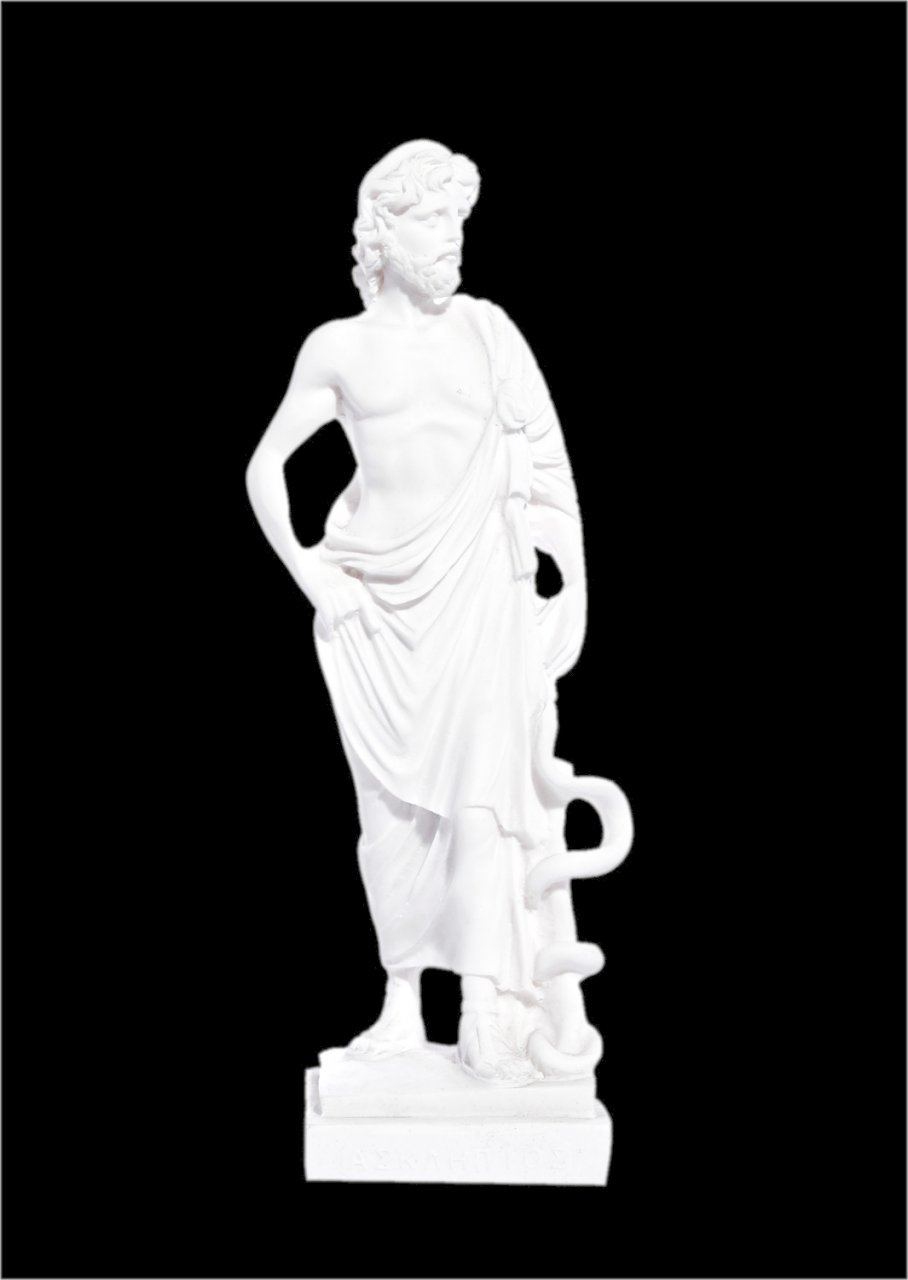 Greek alabaster statue of Ascelpius, the greek god of medicine