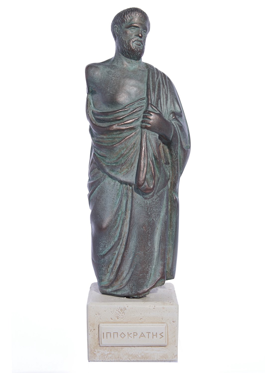 Hippocrates (Ippokrates) green greek plaster statue 