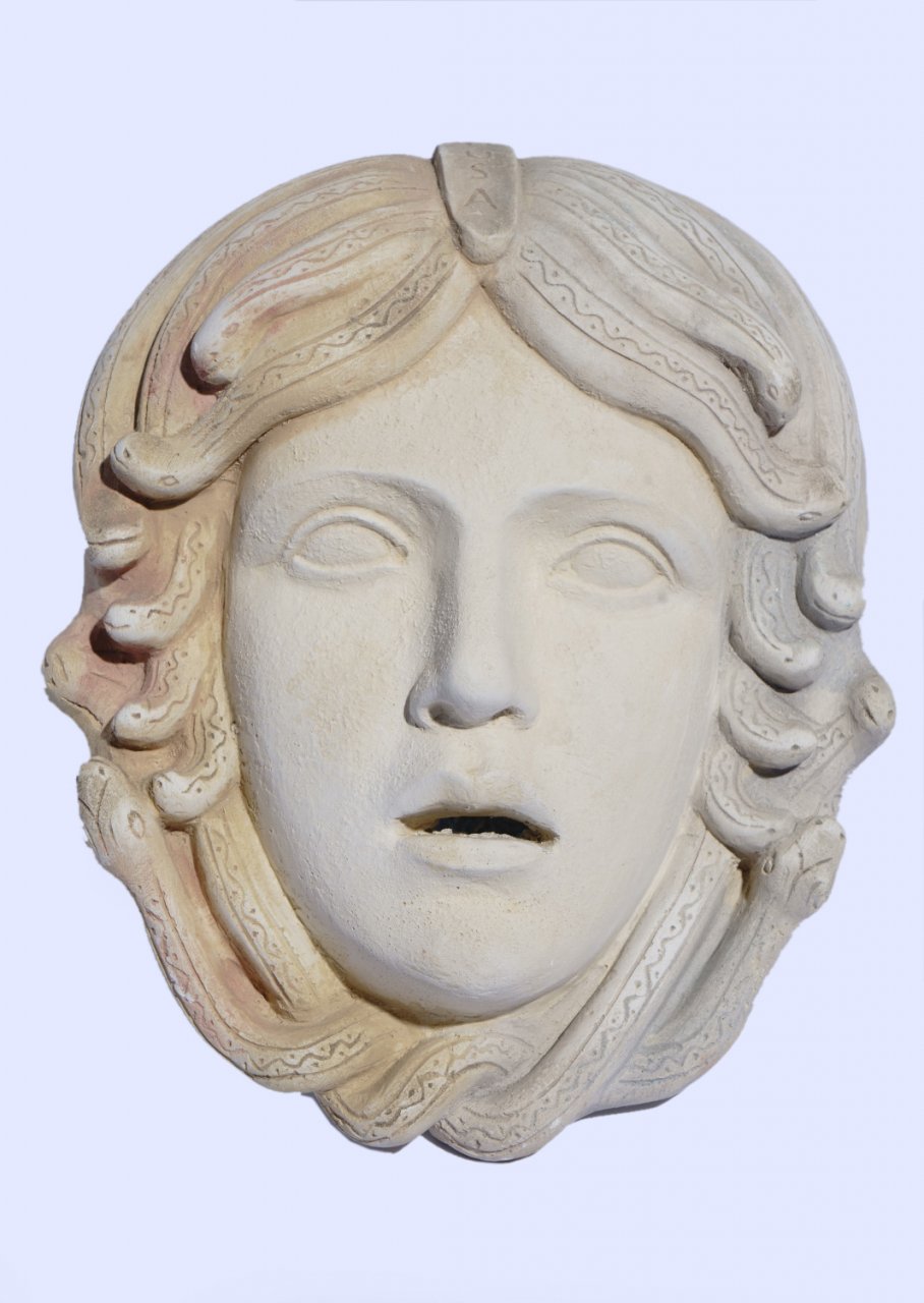 Greek large plaster mask sculpture of Medusa
