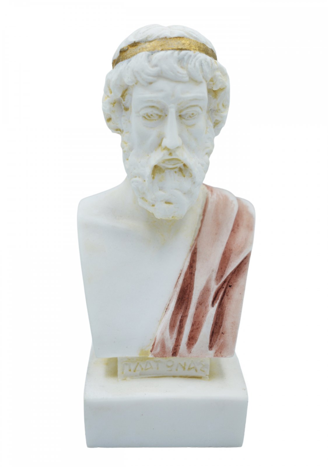 Plato greek alabaster bust statue with color