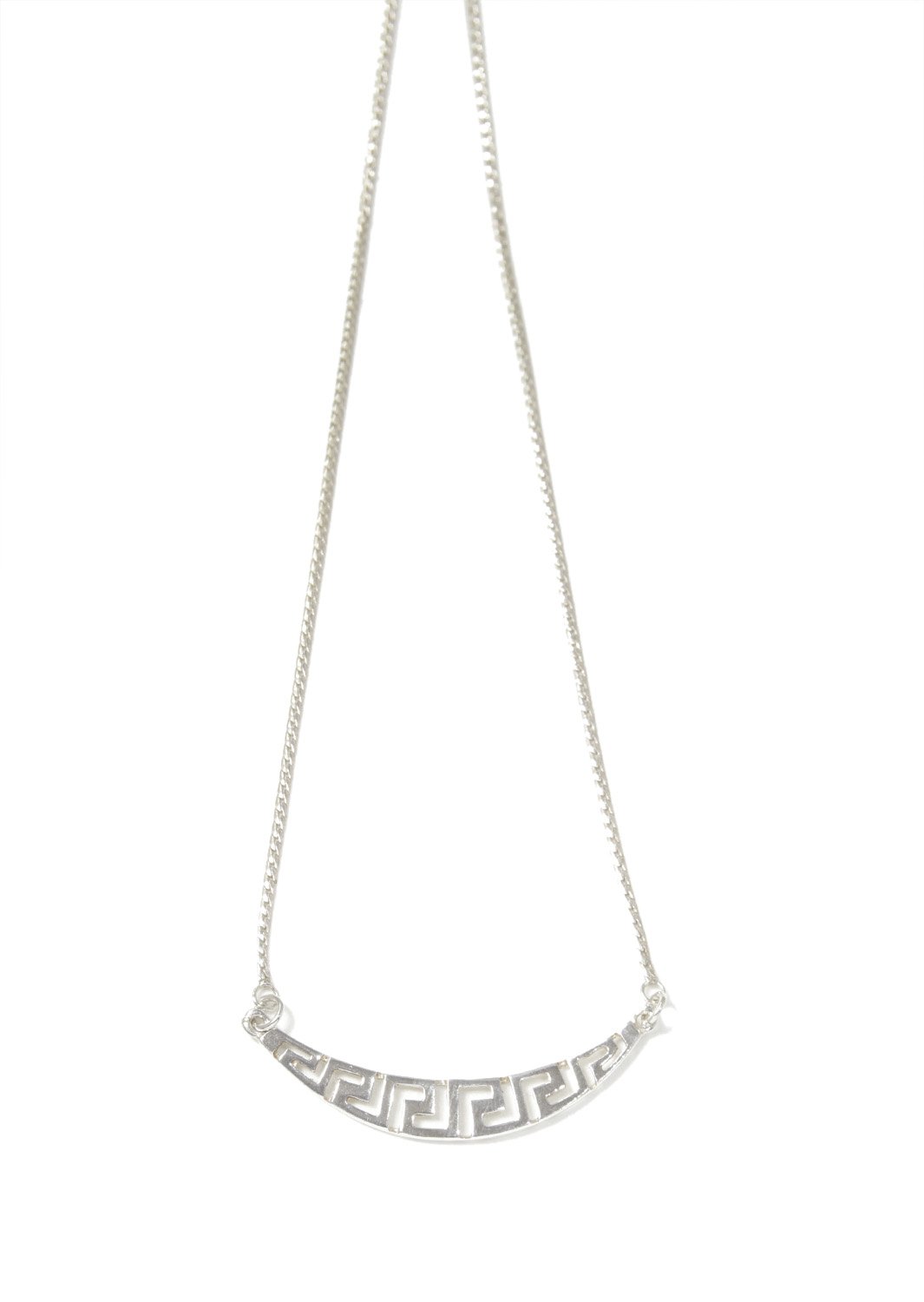 Greek key design - meander silver necklace