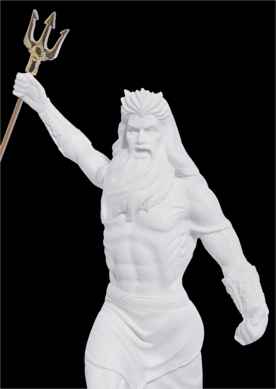 Poseidon with trident greek alabaster statue