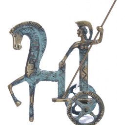 Bronze statue of goddess Athena on her chariot holding her spear 1