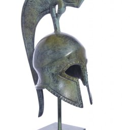 Spartan helmet greek bronze statue on marble base 1