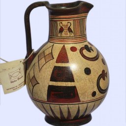 Handmade Minoan jug with geometric and leafy decoration 2