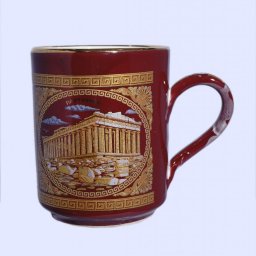 Red porcelain mug with the Acropolis - 24K gold  1