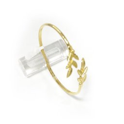 Olive branches gold plated silver cuff bracelet 1