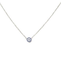 Evil eye silver necklace with blue and white zircon 2