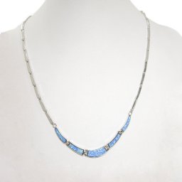 Blue opal silver necklace 2