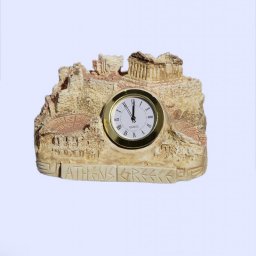 Plaster table clock depicting the rock of Acropolis in Athens 1