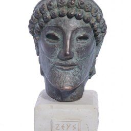 Zeus green plaster bust statue 1